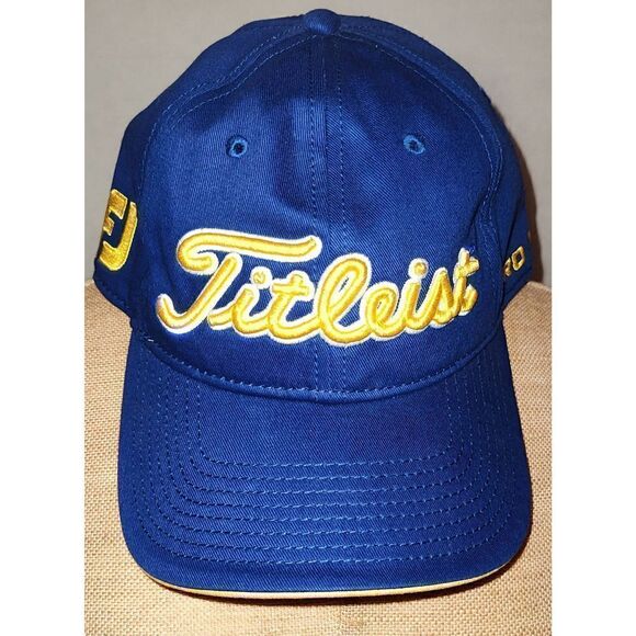Titleist FJ Pro V1 Golf Cap Hat Blue Adjustable Yellow Embroidery Golfing Cap - Picture 1 of 6